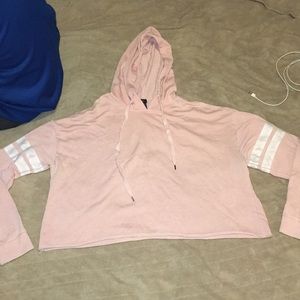 Rue 21+ pink and white striped arm sweatshirt